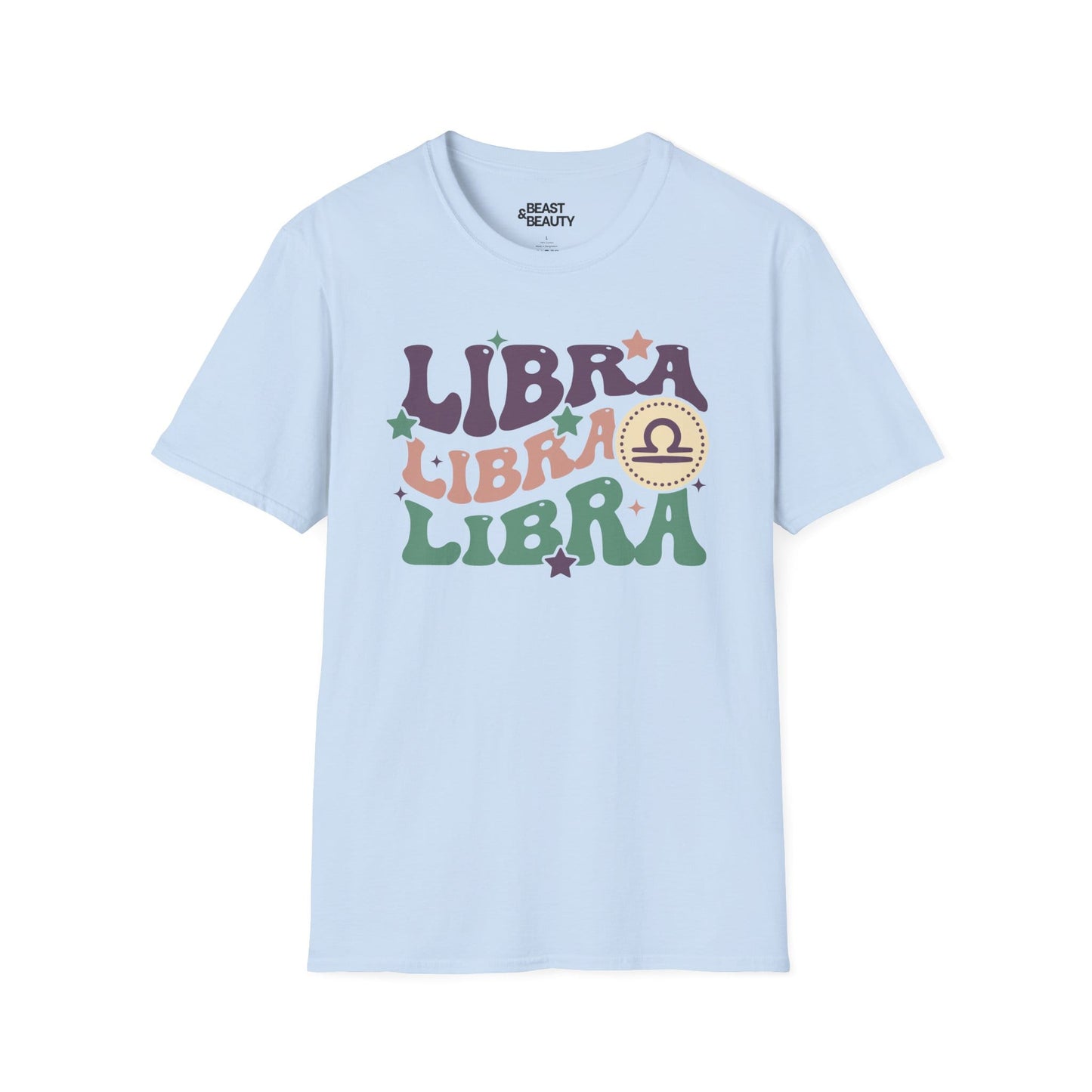 Retro Libra Zodiac Graphic T-Shirt Light Blue / S gift_idea unique_gift personalised_gift
