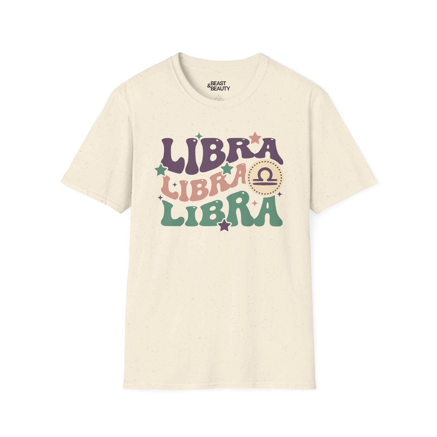 Retro Libra Zodiac Graphic T-Shirt Natural / M gift_idea unique_gift personalised_gift