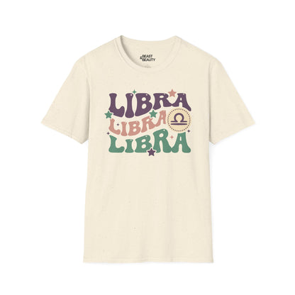 Retro Libra Zodiac Graphic T-Shirt Natural / M gift_idea unique_gift personalised_gift