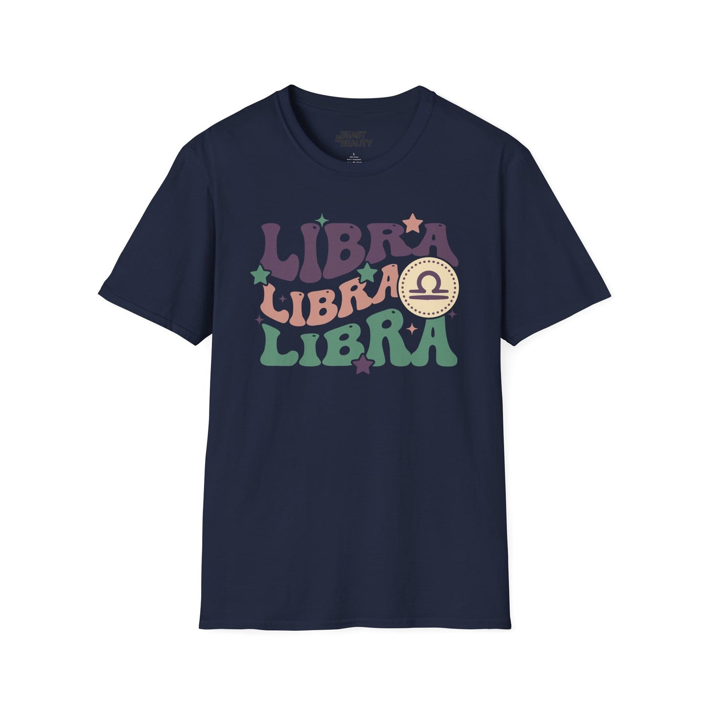 Retro Libra Zodiac Graphic T-Shirt Navy / S gift_idea unique_gift personalised_gift