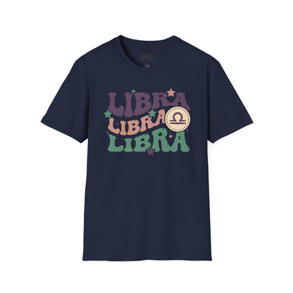 Retro Libra Zodiac Graphic T-Shirt Navy / S gift_idea unique_gift personalised_gift