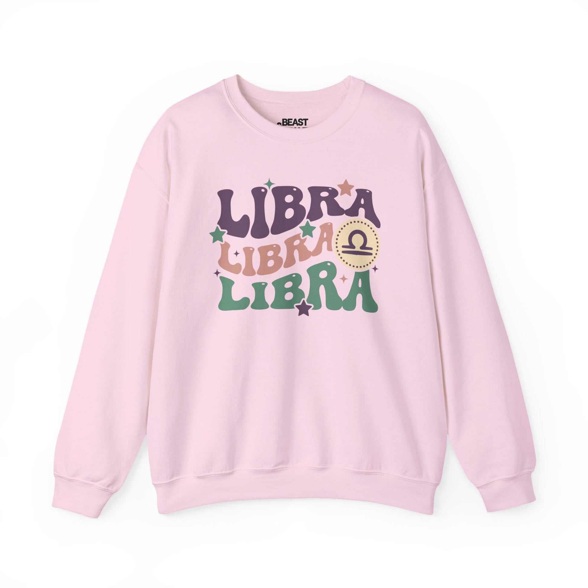 Retro Libra Zodiac Sign Adult Sweatshirt Light Pink / S gift_idea unique_gift personalised_gift