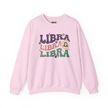 Retro Libra Zodiac Sign Adult Sweatshirt Light Pink / S gift_idea unique_gift personalised_gift