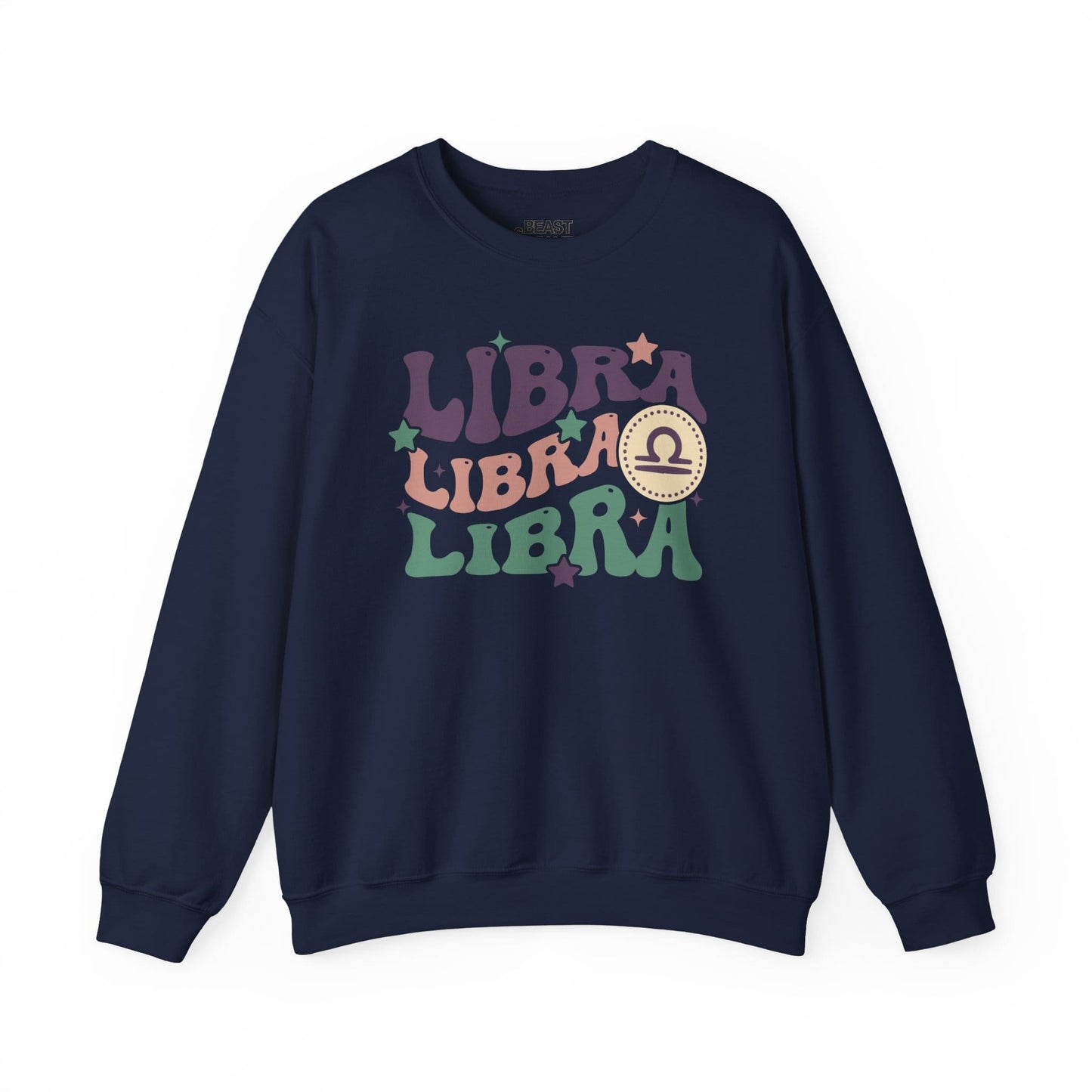 Retro Libra Zodiac Sign Adult Sweatshirt Navy / S gift_idea unique_gift personalised_gift