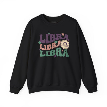 Retro Libra Zodiac Sign Adult Sweatshirt Black / S gift_idea unique_gift personalised_gift