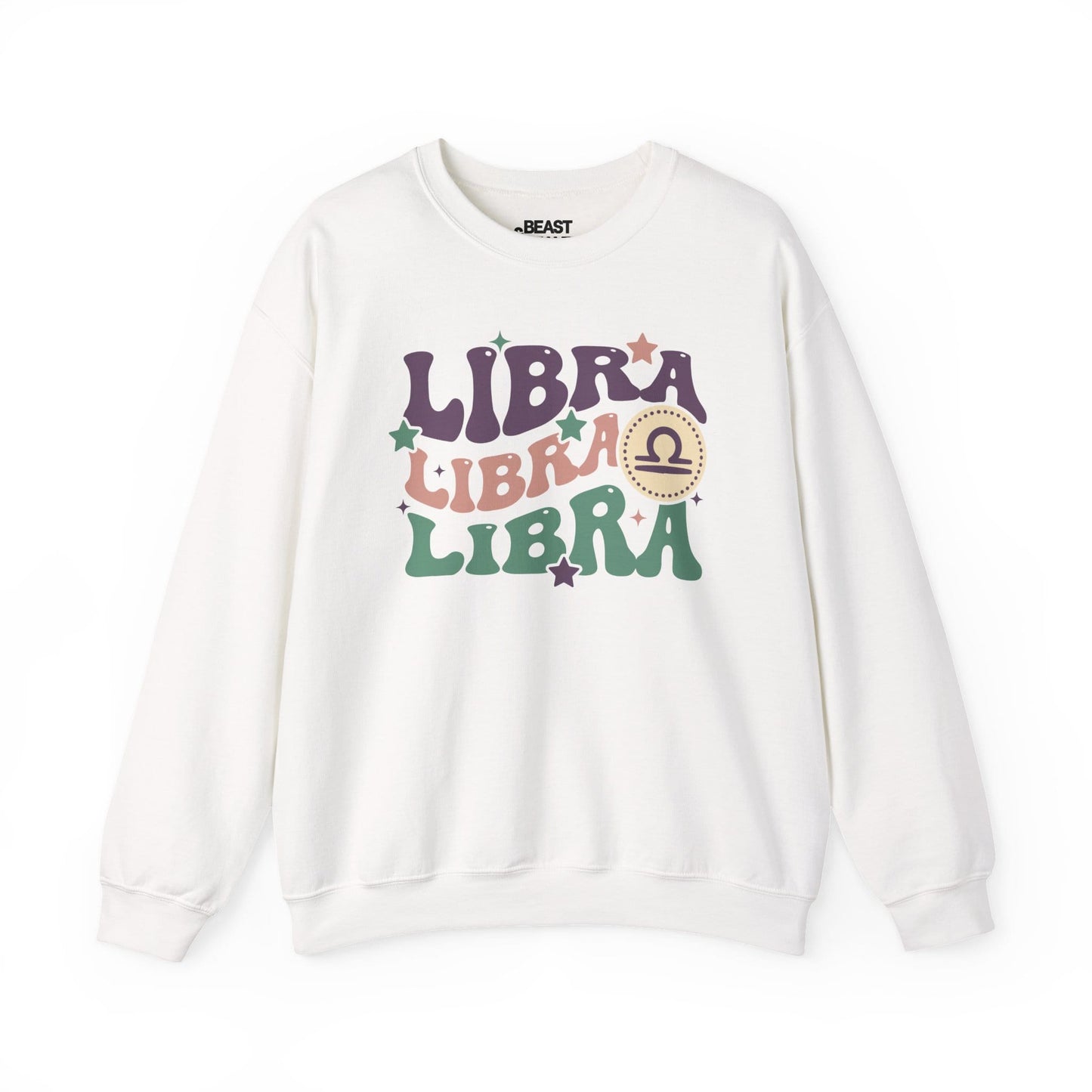 Retro Libra Zodiac Sign Adult Sweatshirt White / S gift_idea unique_gift personalised_gift