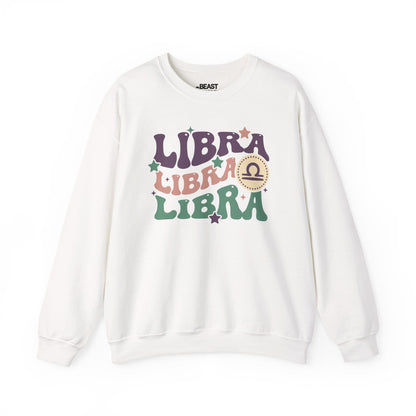 Retro Libra Zodiac Sign Adult Sweatshirt White / S gift_idea unique_gift personalised_gift