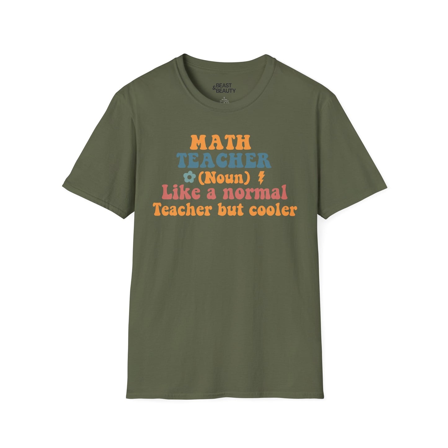 Retro Math Teacher Funny Graphic T-Shirt Military Green / S gift_idea unique_gift personalised_gift