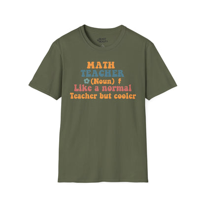 Retro Math Teacher Funny Graphic T-Shirt Military Green / S gift_idea unique_gift personalised_gift
