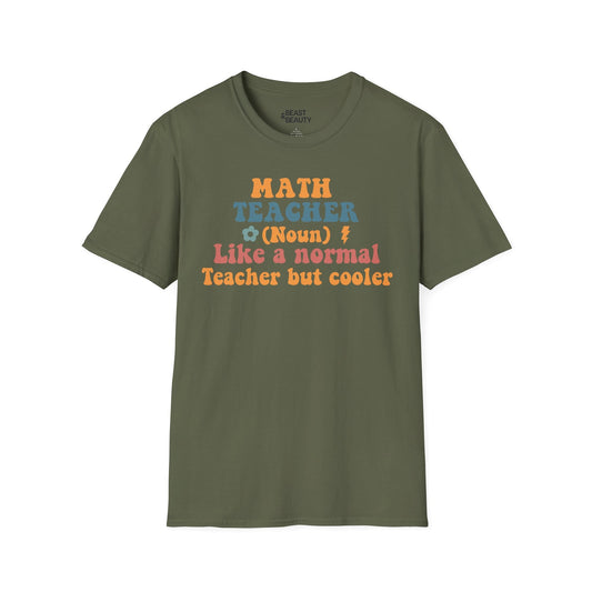 Retro Math Teacher Funny Graphic T-Shirt Military Green / S gift_idea unique_gift personalised_gift