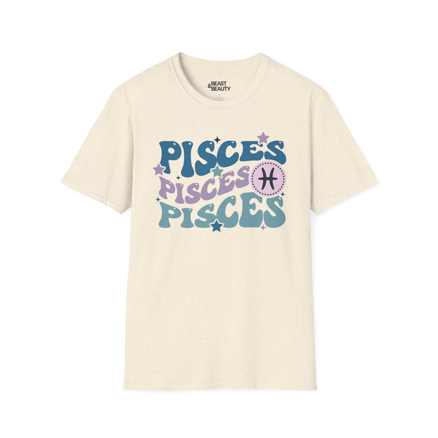 Retro Pisces Zodiac Graphic T-Shirt Natural / M gift_idea unique_gift personalised_gift