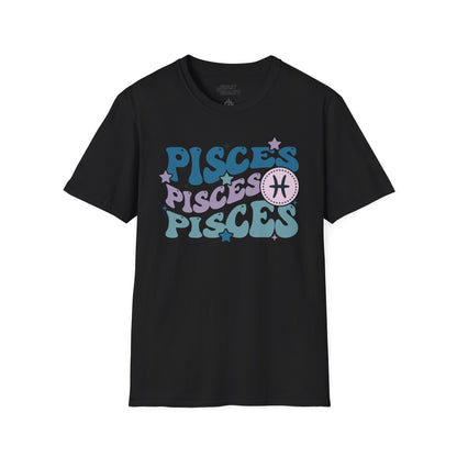 Retro Pisces Zodiac Graphic T-Shirt Black / S gift_idea unique_gift personalised_gift