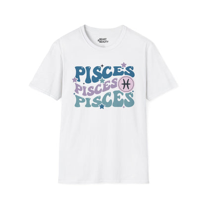 Retro Pisces Zodiac Graphic T-Shirt White / S gift_idea unique_gift personalised_gift