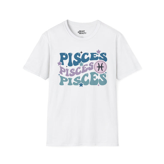 Retro Pisces Zodiac Graphic T-Shirt White / S gift_idea unique_gift personalised_gift