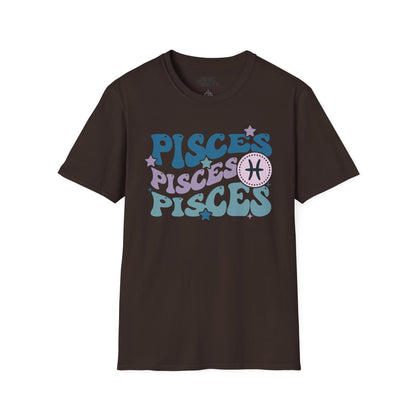Retro Pisces Zodiac Graphic T-Shirt Dark Chocolate / M gift_idea unique_gift personalised_gift