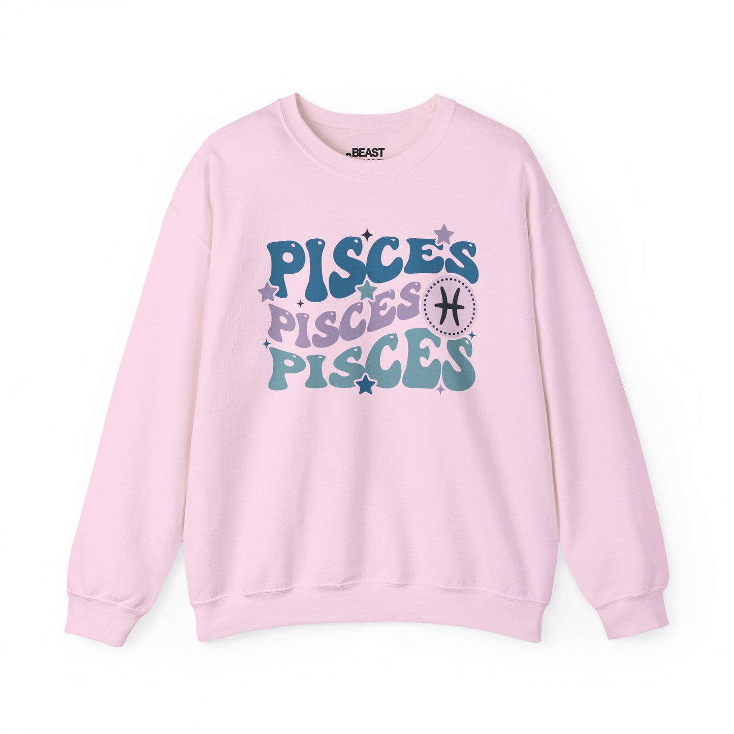 Retro Pisces Zodiac Sign Adult Sweatshirt Light Pink / S gift_idea unique_gift personalised_gift