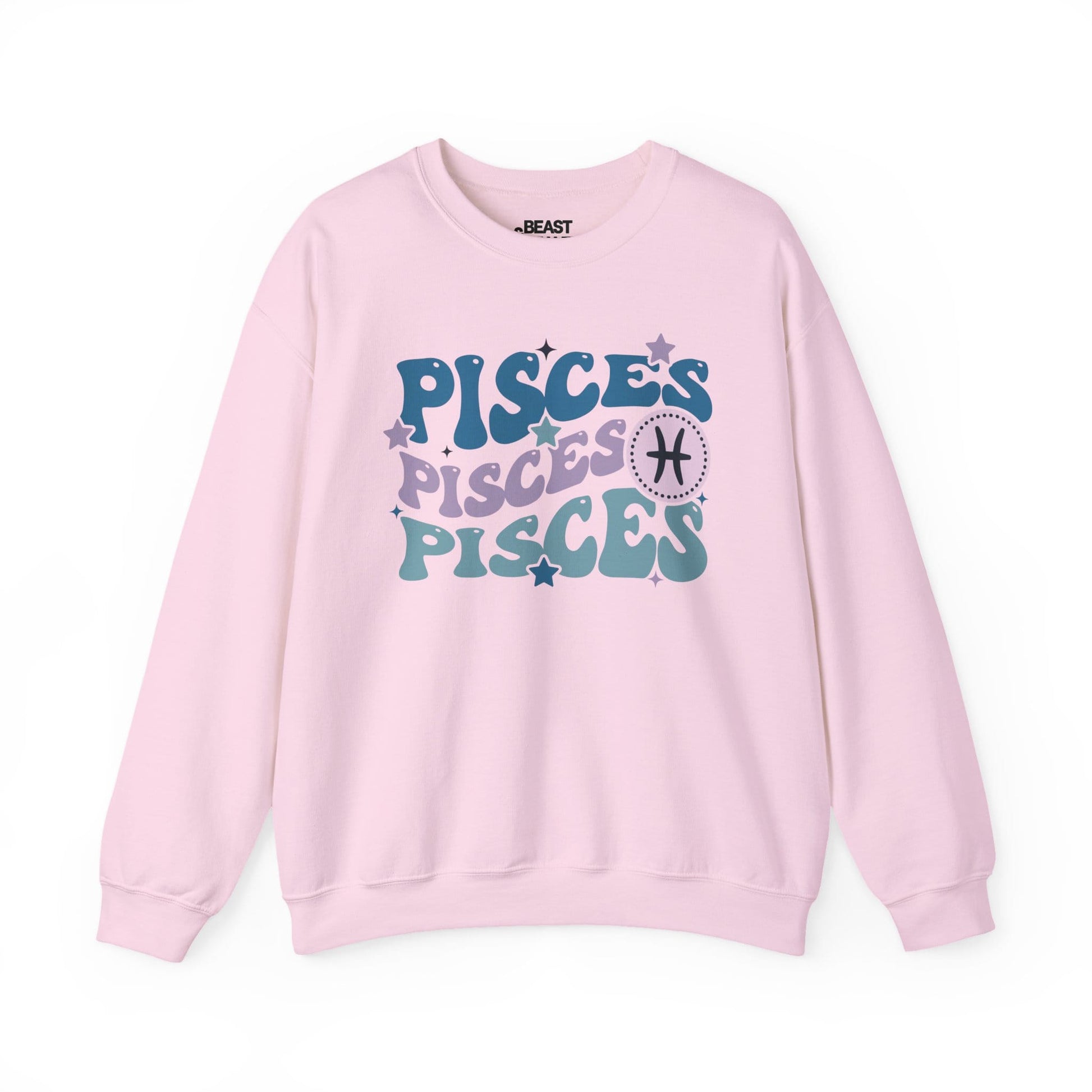 Retro Pisces Zodiac Sign Adult Sweatshirt Light Pink / S gift_idea unique_gift personalised_gift