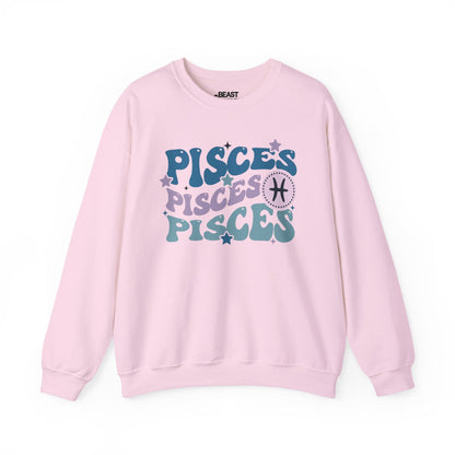 Retro Pisces Zodiac Sign Adult Sweatshirt Light Pink / S gift_idea unique_gift personalised_gift