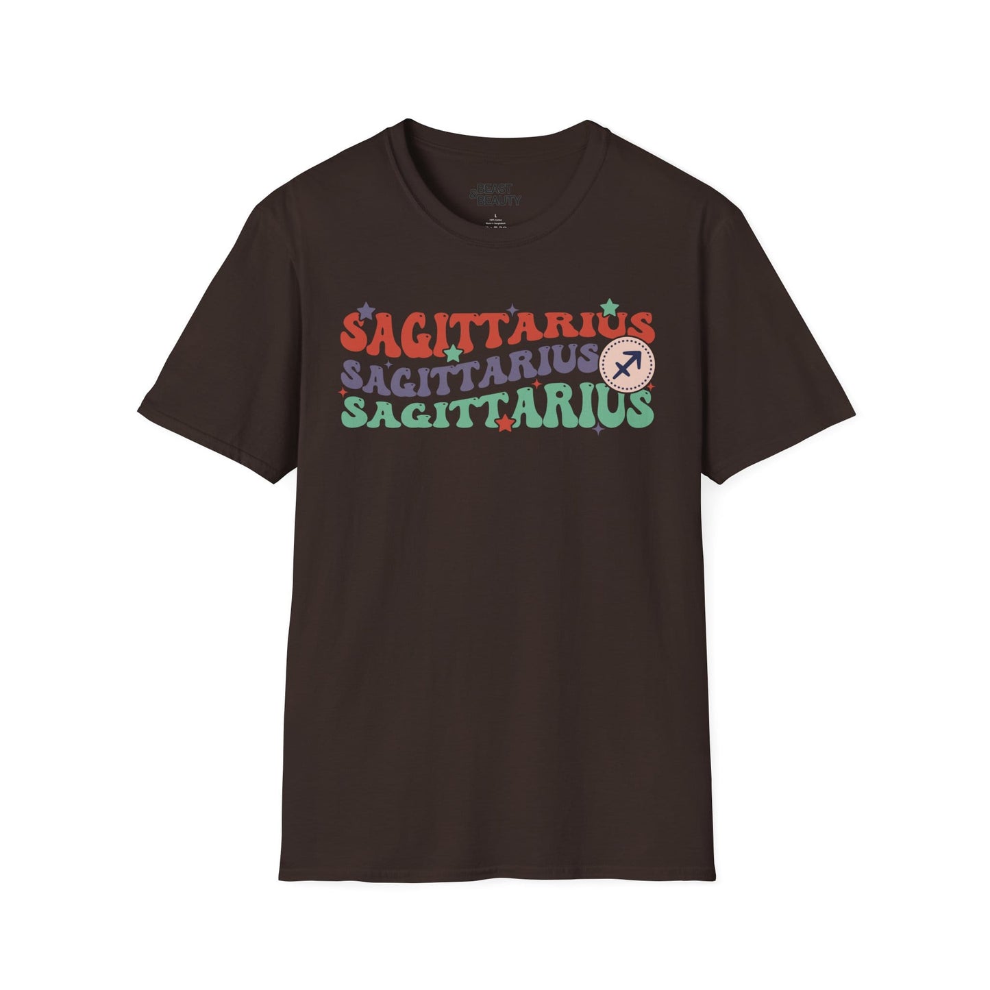 Retro Sagittarius Zodiac Graphic T-Shirt Dark Chocolate / M gift_idea unique_gift personalised_gift