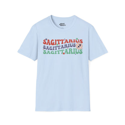 Retro Sagittarius Zodiac Graphic T-Shirt Light Blue / S gift_idea unique_gift personalised_gift