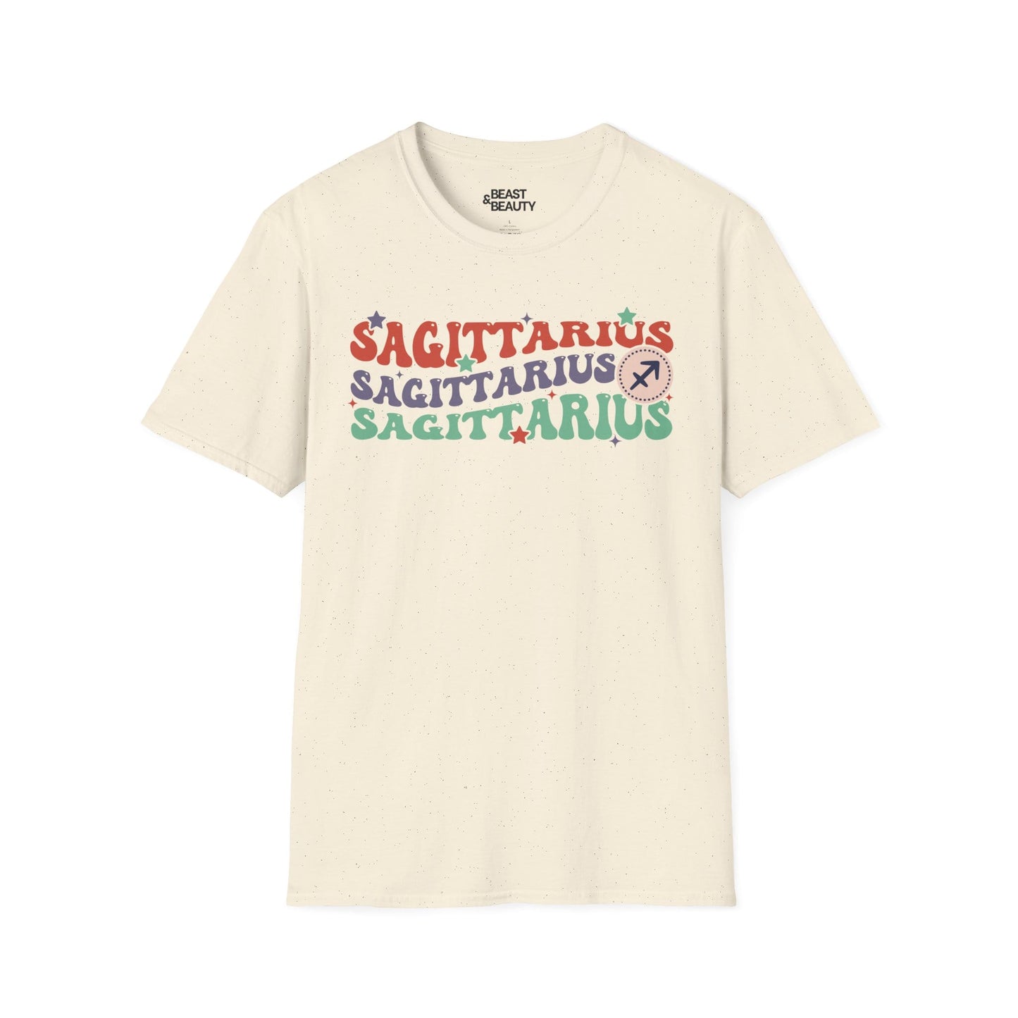 Retro Sagittarius Zodiac Graphic T-Shirt Natural / M gift_idea unique_gift personalised_gift