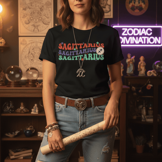 Retro Sagittarius Zodiac Graphic T-Shirt gift_idea unique_gift personalised_gift