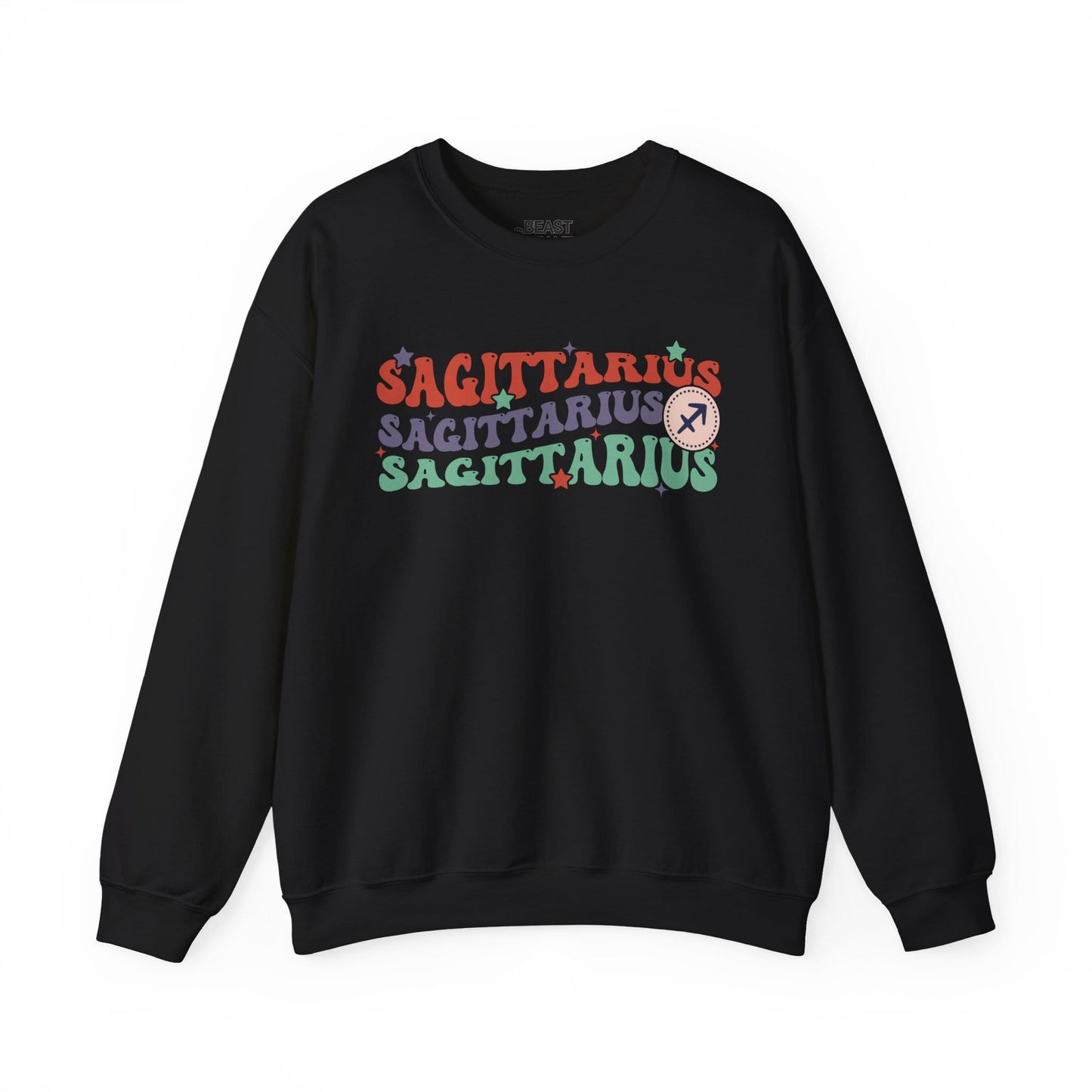 Retro Sagittarius Zodiac Sign Adult Sweatshirt Black / S gift_idea unique_gift personalised_gift