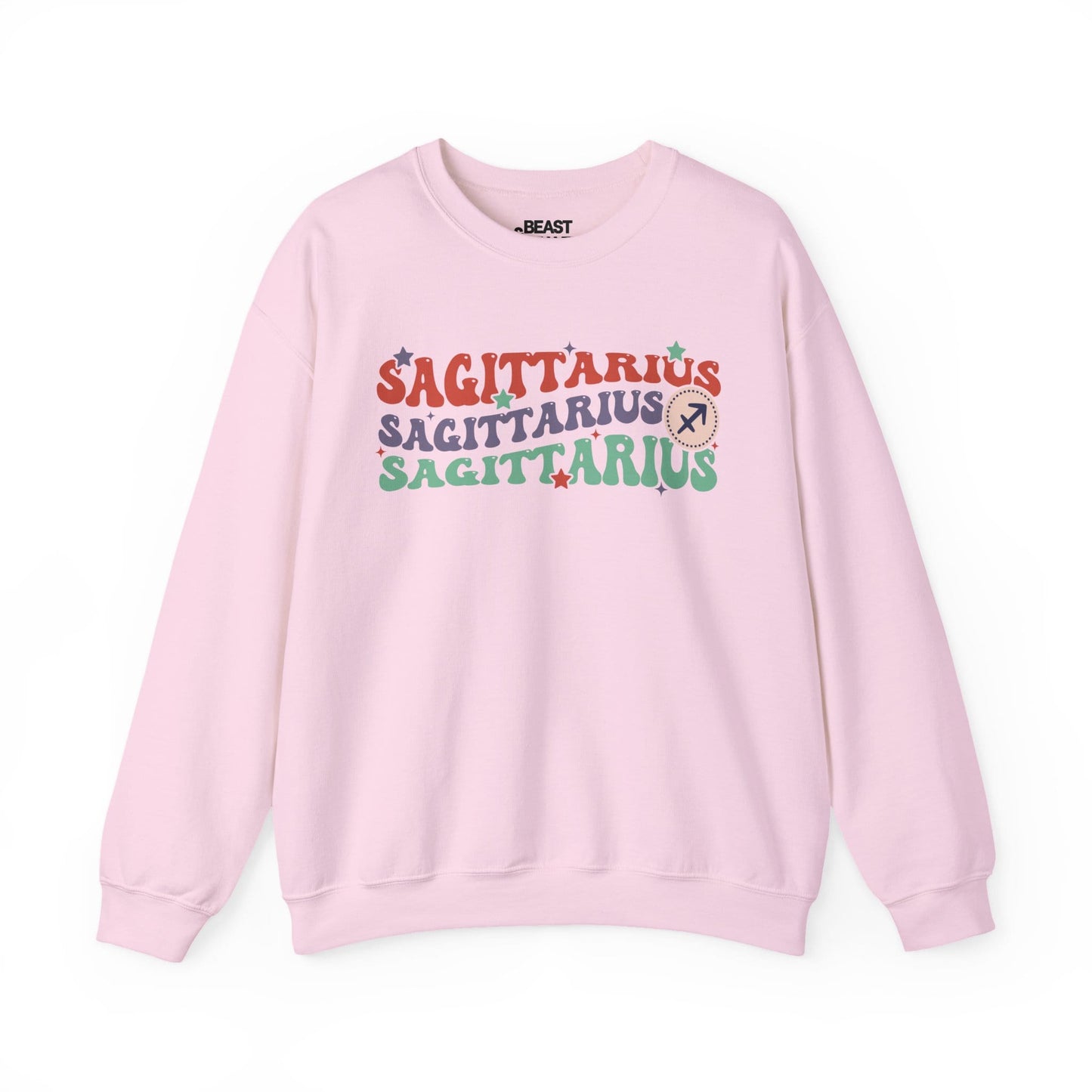 Retro Sagittarius Zodiac Sign Adult Sweatshirt Light Pink / S gift_idea unique_gift personalised_gift