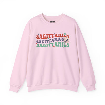 Retro Sagittarius Zodiac Sign Adult Sweatshirt Light Pink / S gift_idea unique_gift personalised_gift