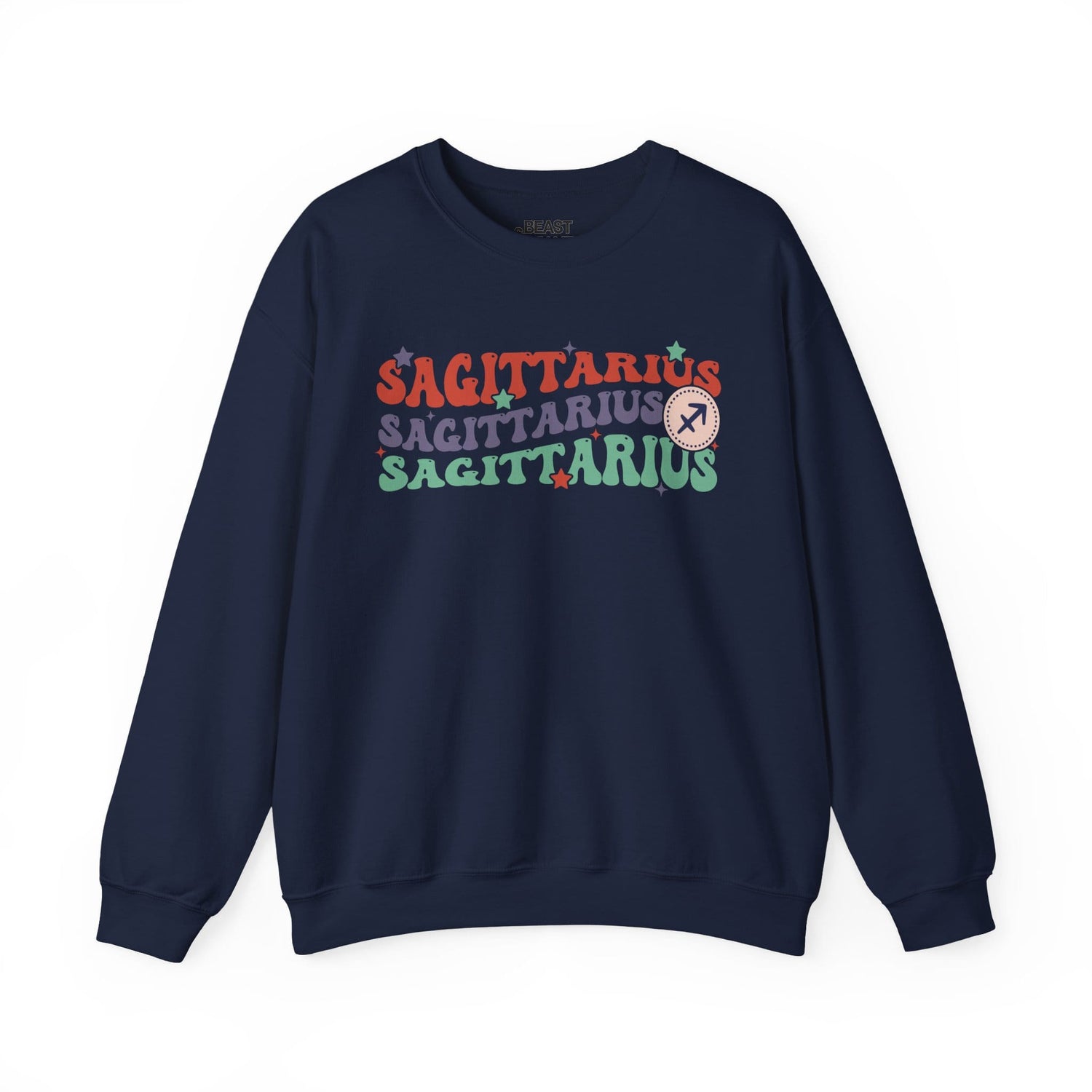 Retro Sagittarius Zodiac Sign Adult Sweatshirt Navy / S gift_idea unique_gift personalised_gift