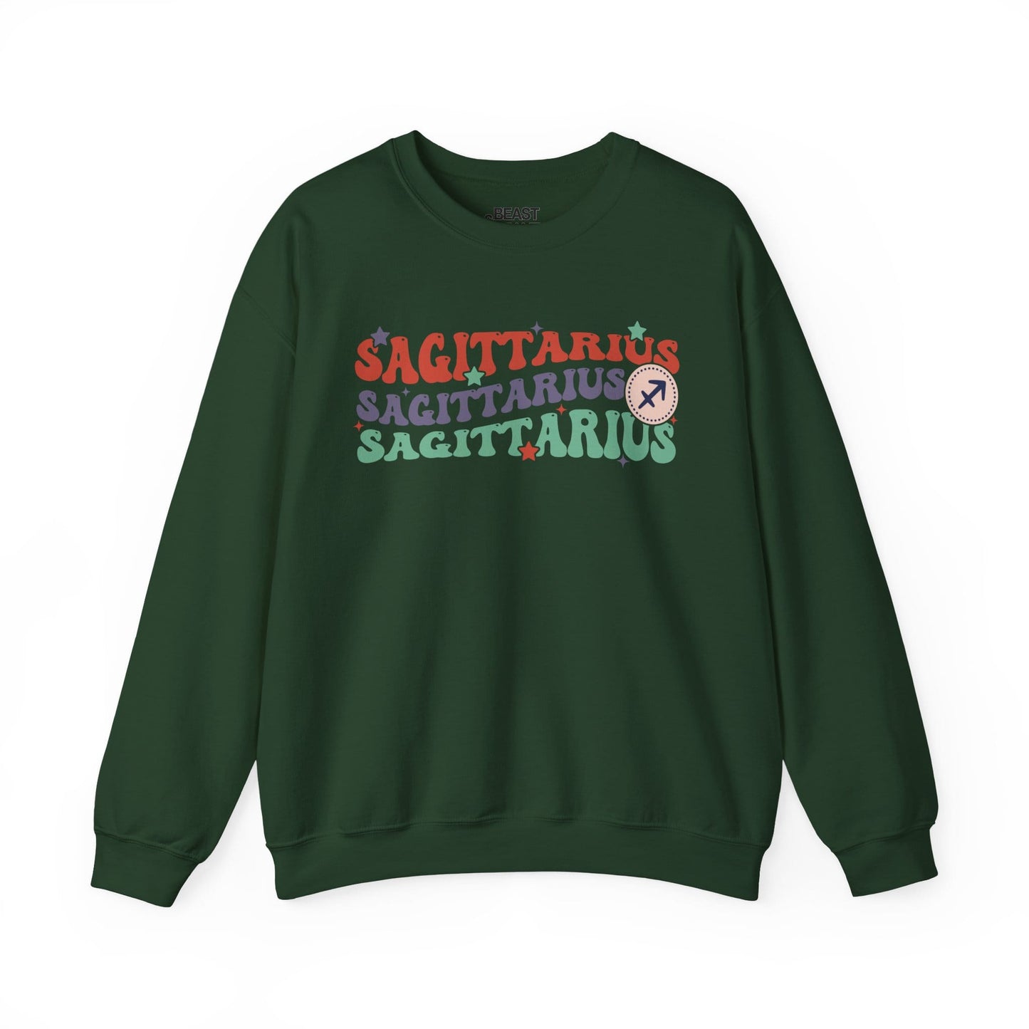 Retro Sagittarius Zodiac Sign Adult Sweatshirt Forest Green / S gift_idea unique_gift personalised_gift