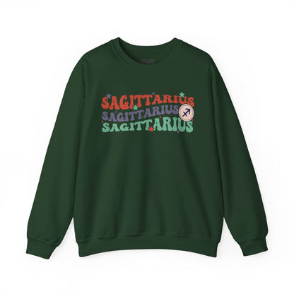 Retro Sagittarius Zodiac Sign Adult Sweatshirt Forest Green / S gift_idea unique_gift personalised_gift