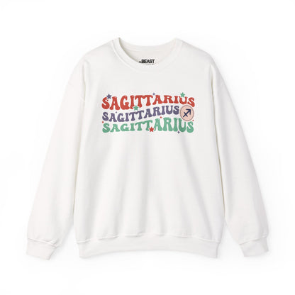 Retro Sagittarius Zodiac Sign Adult Sweatshirt White / S gift_idea unique_gift personalised_gift