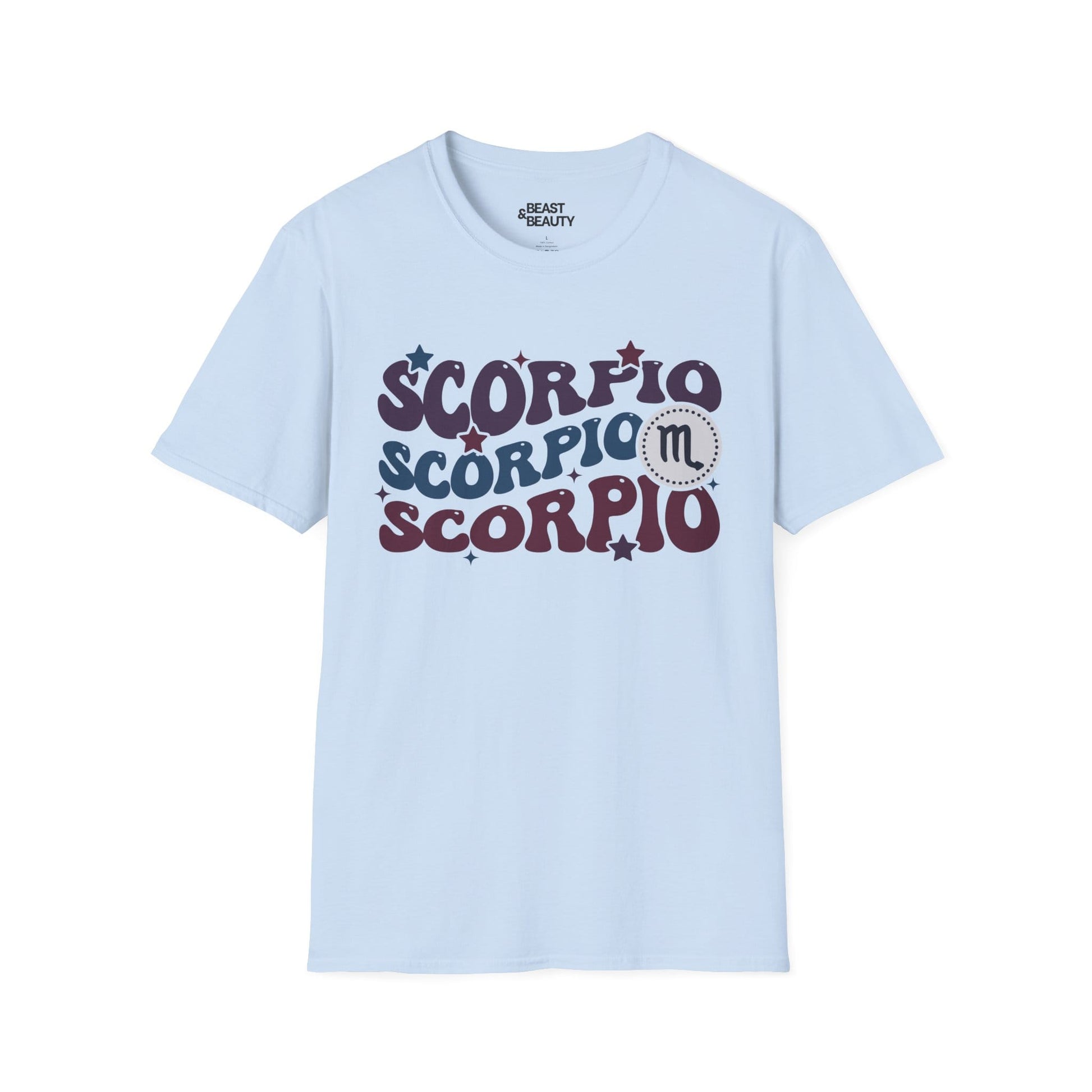 Retro Scorpio Zodiac Graphic T-Shirt Light Blue / S gift_idea unique_gift personalised_gift