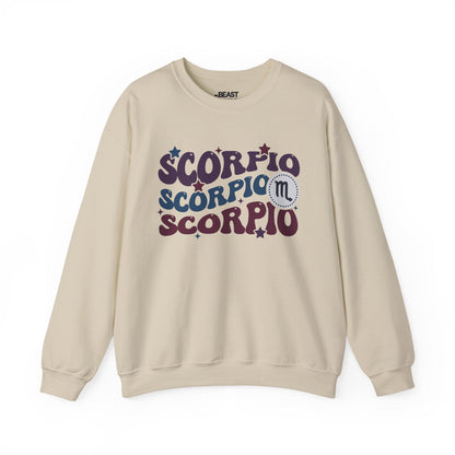 Retro Scorpio Zodiac Sign Adult Sweatshirt Sand / S gift_idea unique_gift personalised_gift