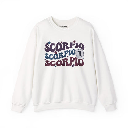 Retro Scorpio Zodiac Sign Adult Sweatshirt White / S gift_idea unique_gift personalised_gift