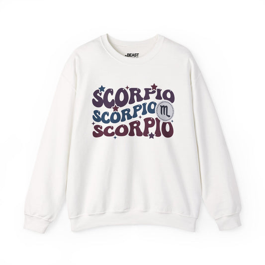 Retro Scorpio Zodiac Sign Adult Sweatshirt White / S gift_idea unique_gift personalised_gift