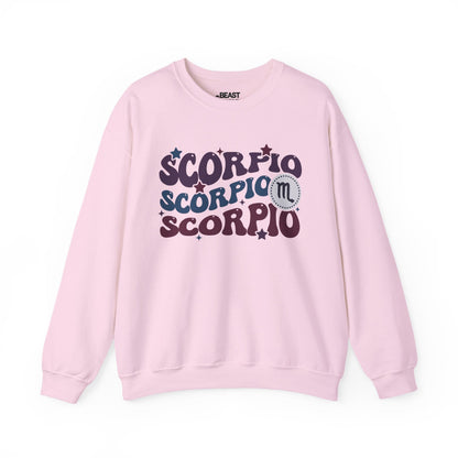 Retro Scorpio Zodiac Sign Adult Sweatshirt Light Pink / S gift_idea unique_gift personalised_gift
