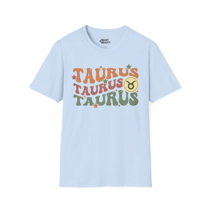 Retro Taurus Zodiac Graphic T-Shirt Light Blue / S gift_idea unique_gift personalised_gift
