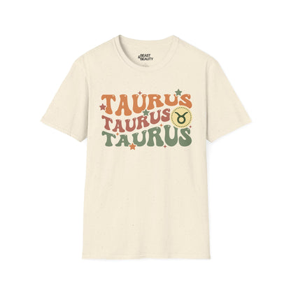 Retro Taurus Zodiac Graphic T-Shirt Natural / M gift_idea unique_gift personalised_gift