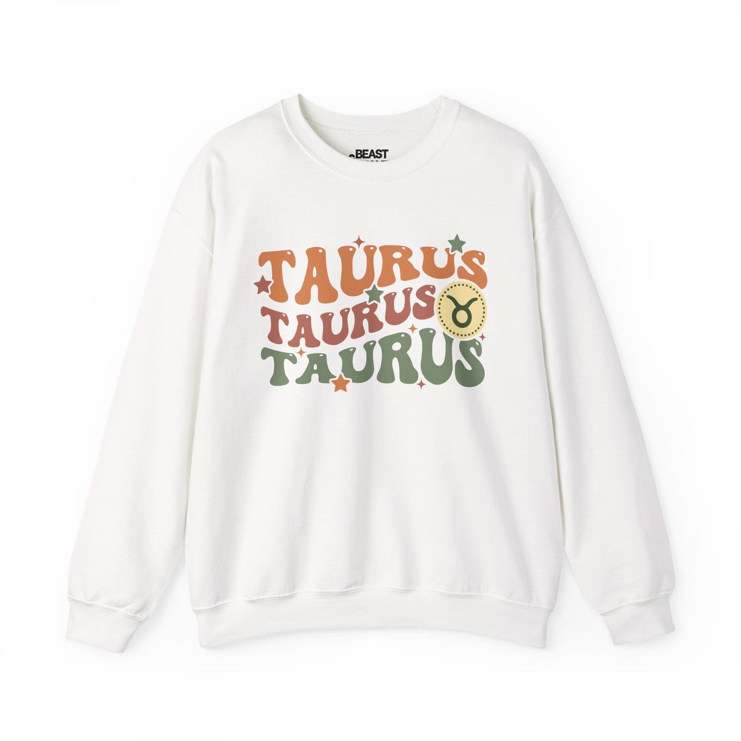 Retro Taurus Zodiac Sign Adult Sweatshirt White / S gift_idea unique_gift personalised_gift