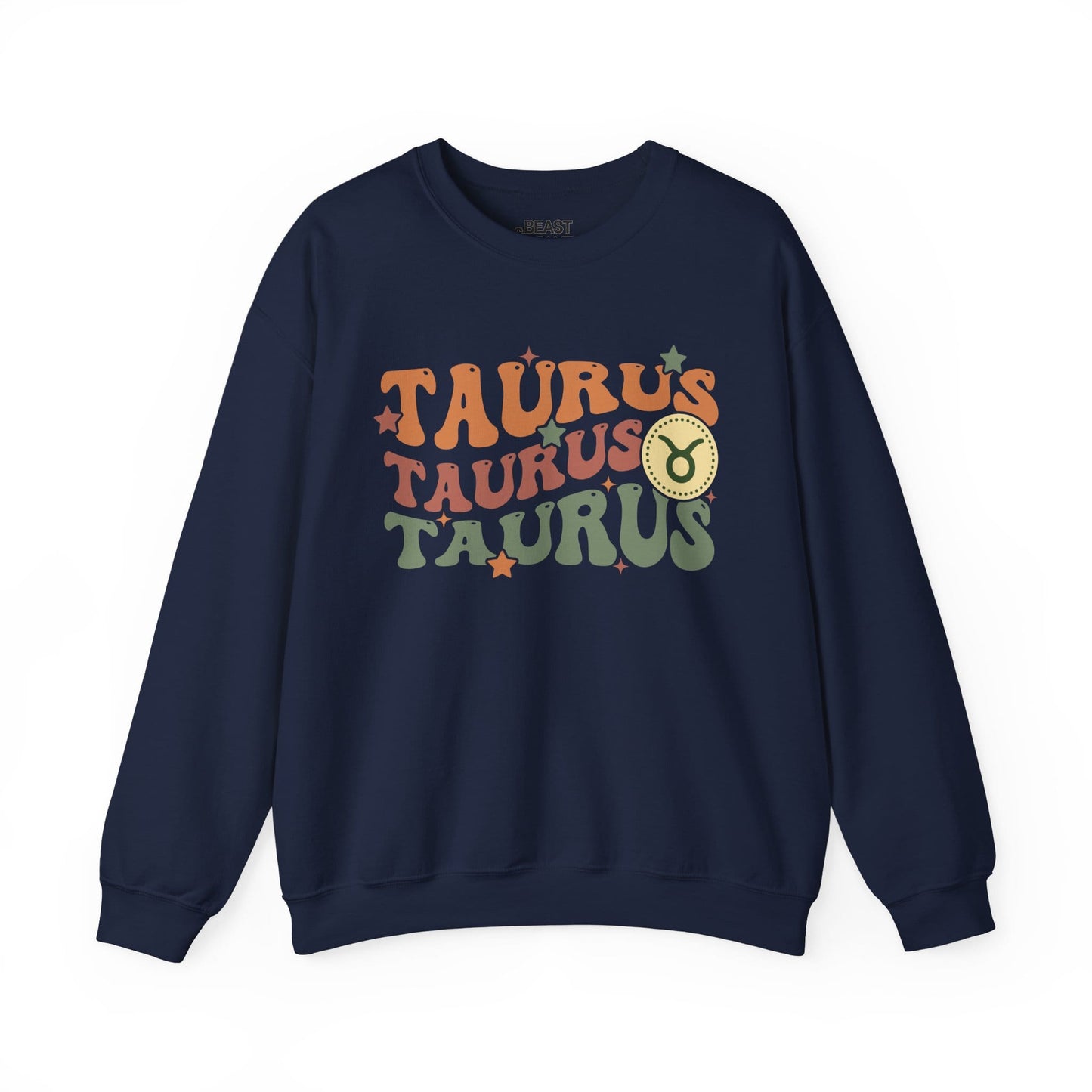 Retro Taurus Zodiac Sign Adult Sweatshirt Navy / S gift_idea unique_gift personalised_gift