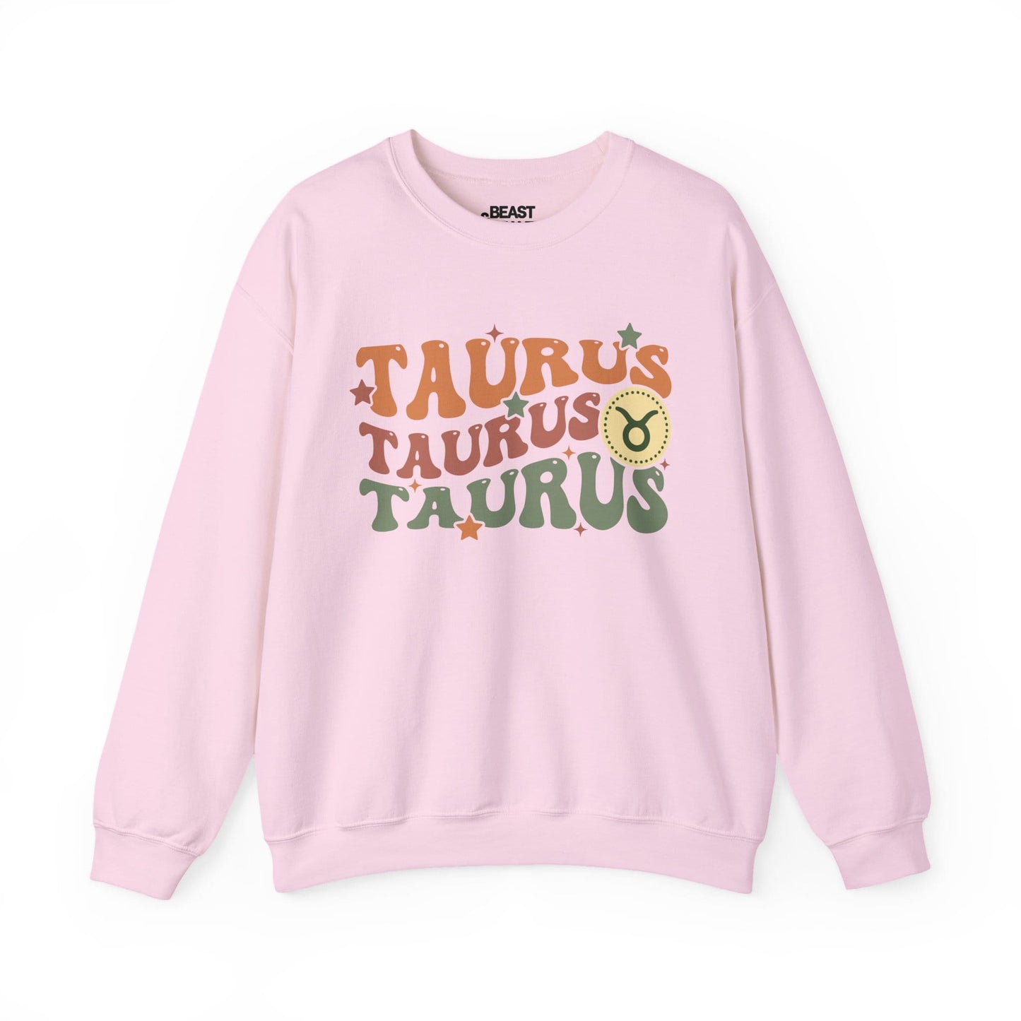 Retro Taurus Zodiac Sign Adult Sweatshirt Light Pink / S gift_idea unique_gift personalised_gift