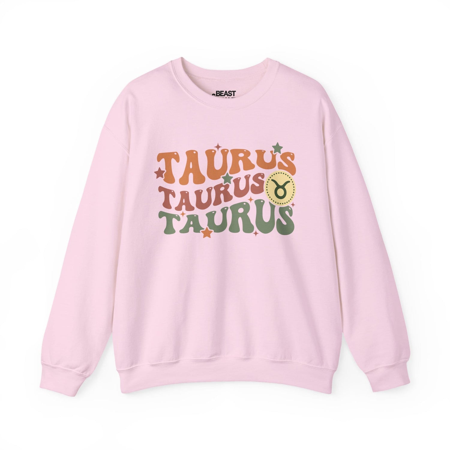Retro Taurus Zodiac Sign Adult Sweatshirt Light Pink / S gift_idea unique_gift personalised_gift