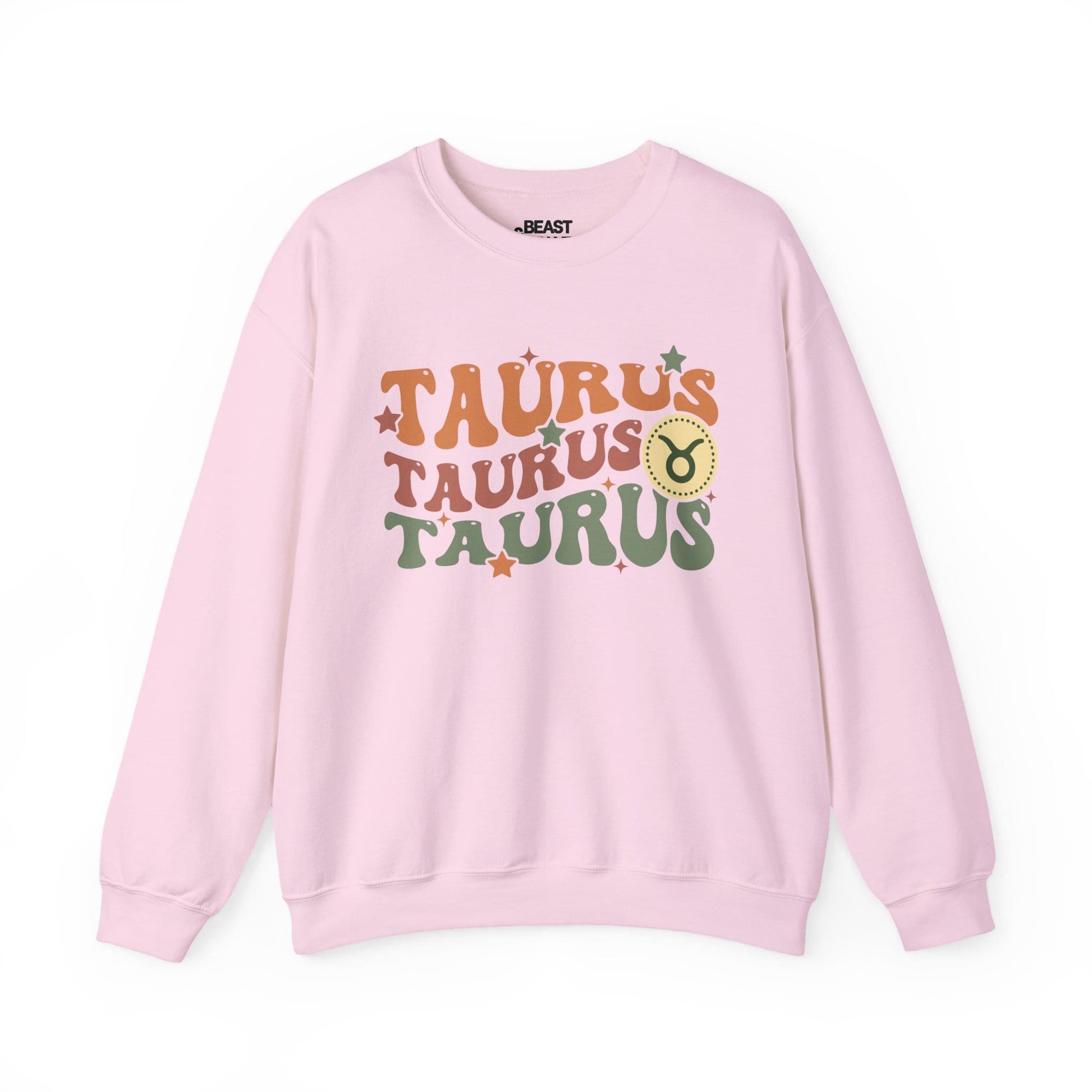 Retro Taurus Zodiac Sign Adult Sweatshirt Light Pink / S gift_idea unique_gift personalised_gift
