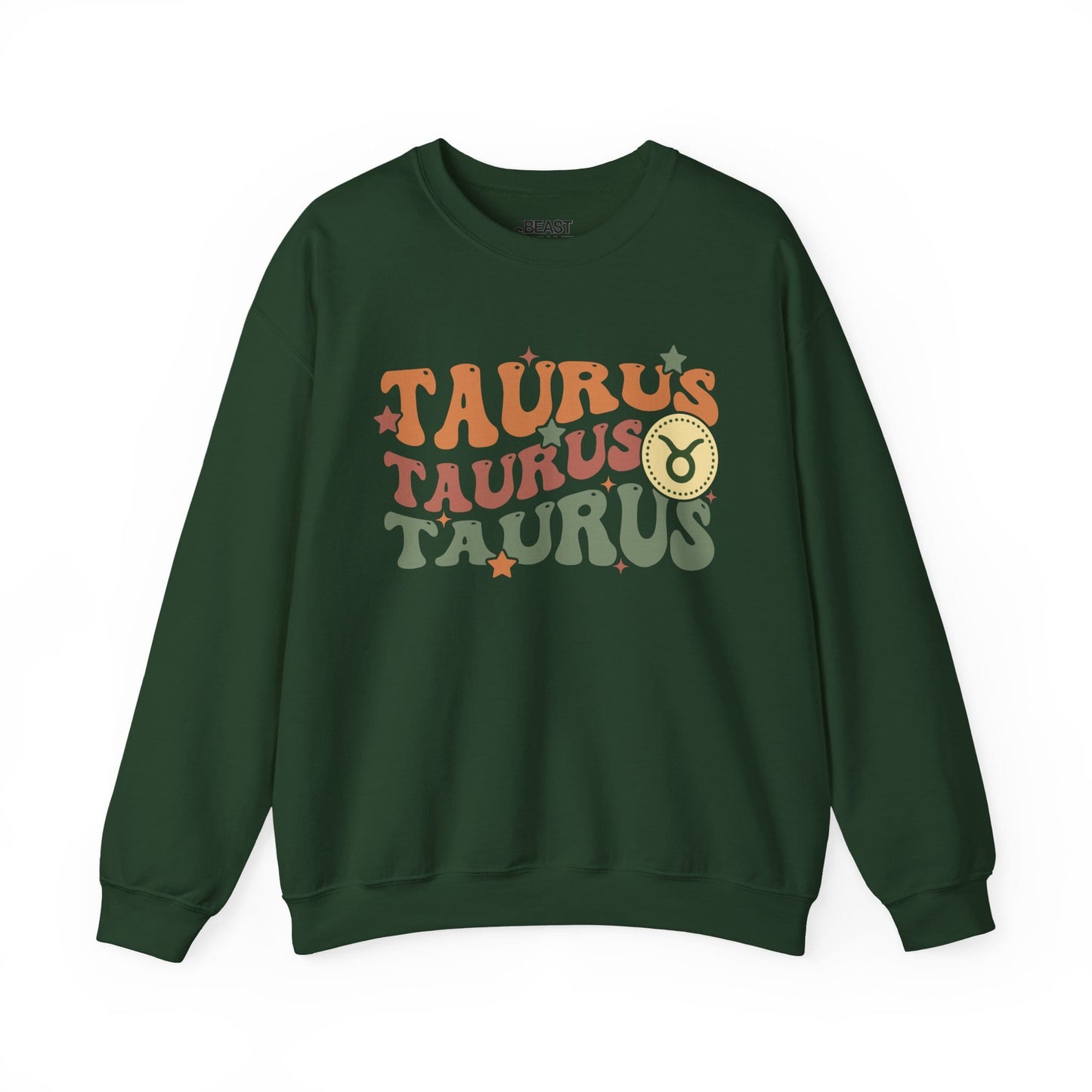 Retro Taurus Zodiac Sign Adult Sweatshirt Forest Green / S gift_idea unique_gift personalised_gift