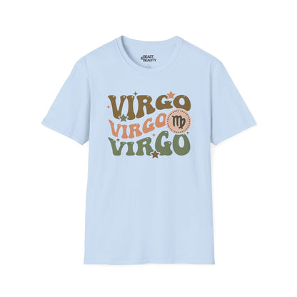 Retro Virgo Zodiac Graphic T-Shirt Light Blue / S gift_idea unique_gift personalised_gift