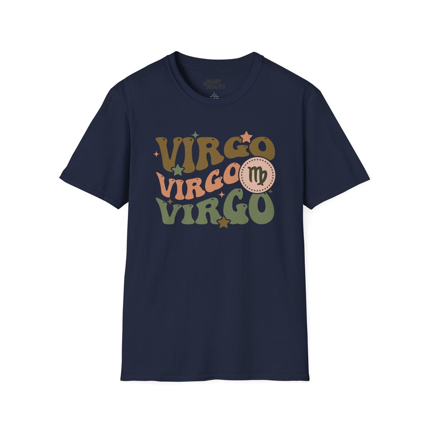 Retro Virgo Zodiac Graphic T-Shirt Navy / S gift_idea unique_gift personalised_gift