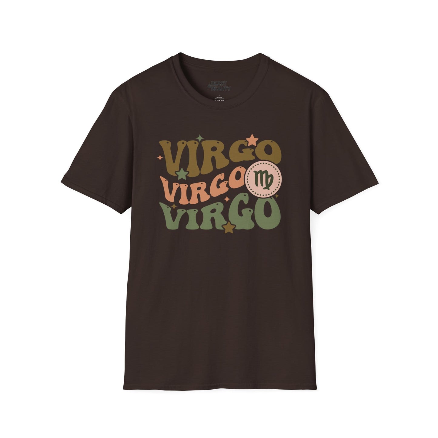 Retro Virgo Zodiac Graphic T-Shirt Dark Chocolate / M gift_idea unique_gift personalised_gift