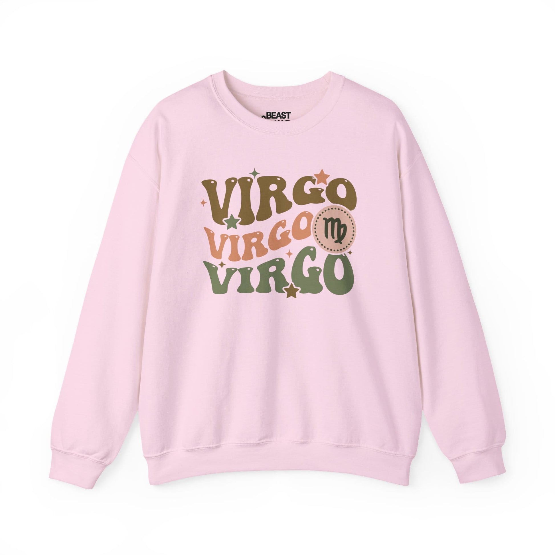 Retro Virgo Zodiac Sign Adult Sweatshirt Light Pink / S gift_idea unique_gift personalised_gift